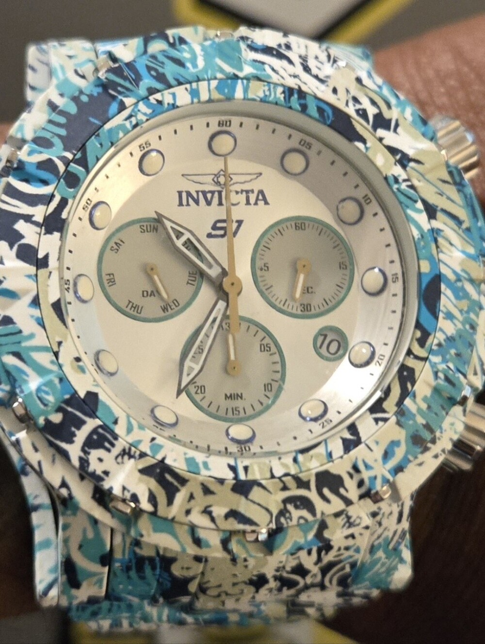 Invicta Blue White Camouflage Chronograph Watch
